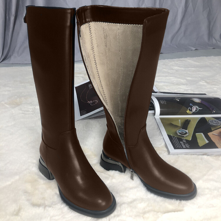 Women's High Shaft Fashion Boots with Side Zipper and Chunky Mid Heel - Style e.html - Image 3
