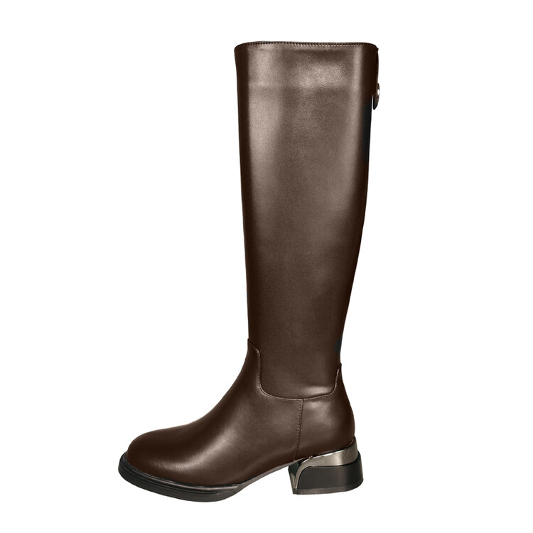 Women's High Shaft Fashion Boots with Side Zipper and Chunky Mid Heel - Style e.html - Image 5