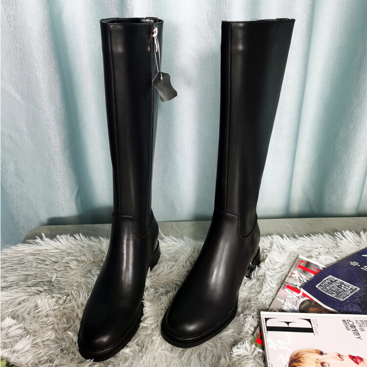 Women’s High Shaft Fashion Boots with Side Zipper and Chunky Mid Heel – Style e.html