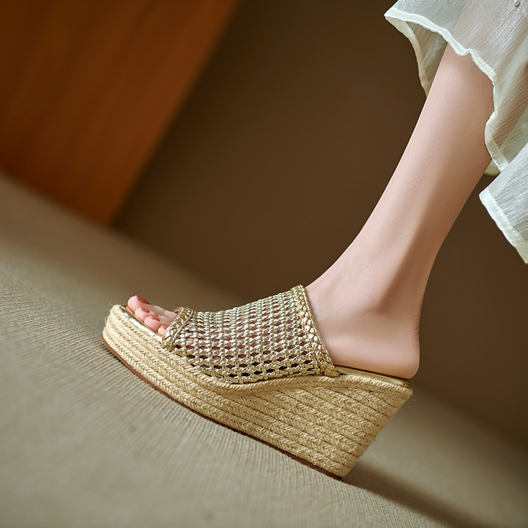 Gold Silver High Heel Platform Slide Sandals for Women