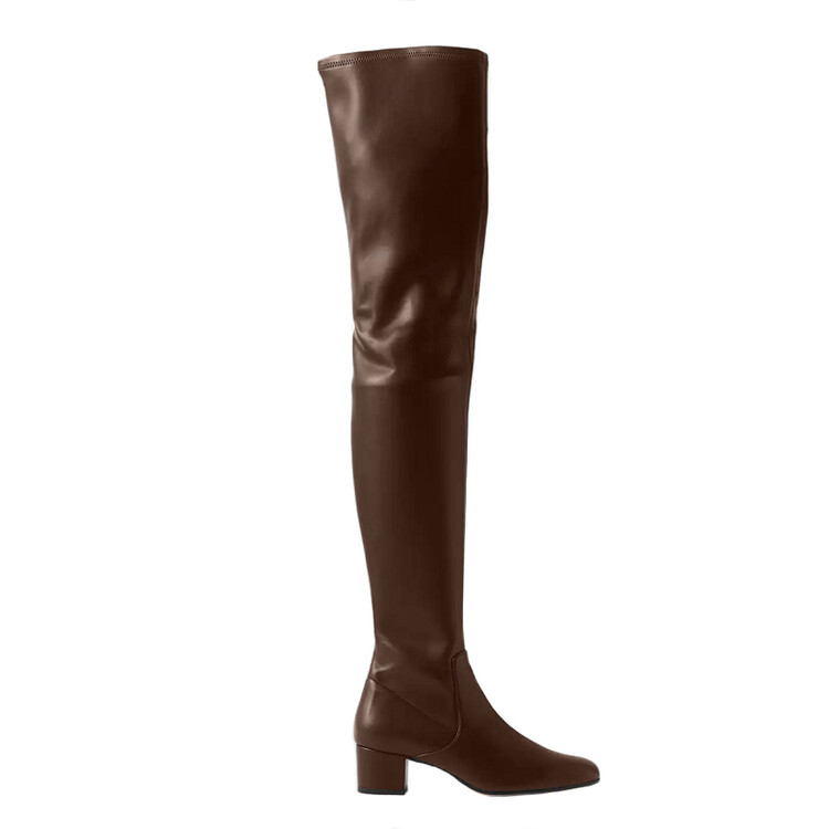 Women's Over-the-Knee Fashion Boots with Chunky Mid Heel and Side Zipper - Image 5